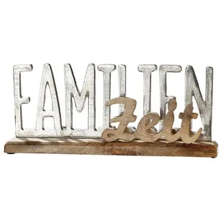 GILDE Deko-Schriftzug Schriftzug "Familienzeit" aus Mangoholz und Aluminium von Gilde