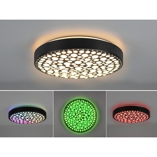 Dimmbare LED Deckenleuchte CHIZU Schwarz Ø40cm Fernbedienung & Farbwechsler