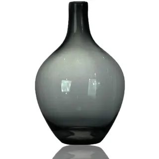 XIUWOUG Handmade Glasvase Schwarz,Glasvase für Pampasgras,Transparente Ballon Vase für Moderne Wohnkultur,Indoor Dekoration (nur Vase),Grau Groß