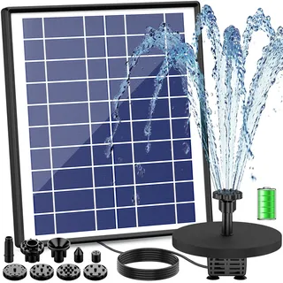 AISITIN 6,5W Solar Springbrunnen für Außen Eingebaute Akku für Vogeltränke