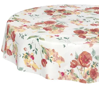 ANRO Tischdecke Mohnblumen Rund 140 cm Rot