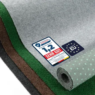 Primaflor Rasenteppich | Hell-Grau, 2,00m x 8,00m | Comfort | UV-stabil & schnelltrocknend | Mit Noppen | Kunstrasen-Teppich für Balkon, Terrasse & Poolbereich | Outdoor Bodenbelag | Balkonteppich