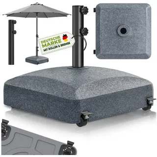tillvex Sonnenschirm tillvex® Sonnenschirmständer PAVERA mit Rollen & Bremsen, Schirmständ, & Marktschirm Ø 1,8-3,7m, Ampelschirmständer wetterfest, Schirmständer befüllbar 37 Liter / 56 kg Schirmgewicht Sonnenschirm, Sonnenschirmständer PAVERA mit Rollen & Bremsen beige