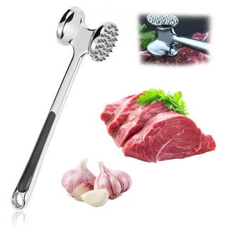 Euablfo Fleischklopfer,22cm Doppelseitiger Schnitzelklopfer Fleischklopfer Doppelseitig Antihaft Schnitzelklopfer aus Edelstahl Meat Mit Bierflaschenöffner für Zartmachung,Steak,Rind,Geflügel