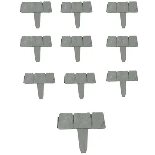 LB H&F Lilienburg Beetbegrenzung 10er Set Beeteinfassung Steinoptik Beetrand Grau Rasenkante 2,50 Meter, gartendeko garten deko mähkante umrandung stecken gartenpalisade stein mauer steckelement rasenkantensystem wetterfest frostsicher, rasenbegrenzung steckzaun, Steinoptik, Wetterfest, frostsicher, erweiterbar grau