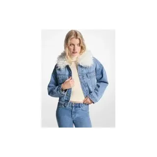 MK Jeansjacke mit Kragen aus Kunstpelz - Blau - Michael Kors - M-L