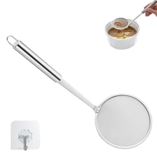 10cm Schaumkelle Edelstahl, Abseihlöffel, Küchensieb Fein, Wok Siebkelle, Schlitzlöffel, Abseihlöffel für Küche Haushalt und Outdoor Kochen