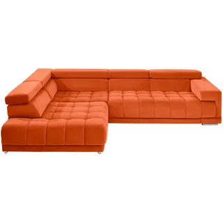 Beldomo Speed Ecksofa, Orange, Metall, 4-5-Sitzer, Ottomane links, L-Form, 326x222 cm, Goldenes M, Typenauswahl, Stoffauswahl, seitenverkehrt erhältlich, Hocker erhältlich, Wohnzimmer, Sofas & Couches, Wohnlandschaften, Ecksofas