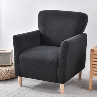 Stretch Sesselbezug Sesselhusse, Sesselüberzug Mit Armlehnen, Sesselhussen Für Clubsessel Loungesessel Cocktailsessel(Schwarz)
