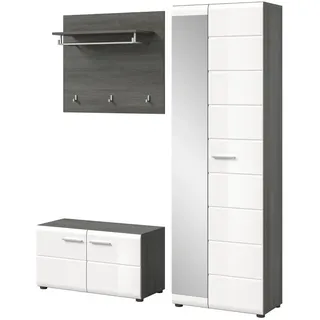 inn.furn Garderobenset Rumba 155 x 192 cm Grau, Weiß