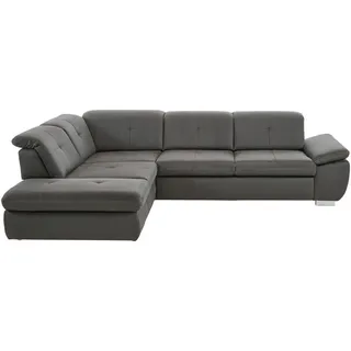 Beldomo Speed Ecksofa, Dunkelgrau, Textil, 3-Sitzer, Ottomane links, L-Form, 318x260 cm, Goldenes M, Typenauswahl, Bettkasten erhältlich, Stoffauswahl, Bettfunktion Hocker Rücken echt, Wohnzimmer, Sofas & Couches, Wohnlandschaften, Ecksofas
