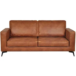 miliboo Vintage-Ledersofa 3-Sitzer Braun