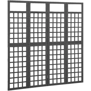 vidaXL Spalier/Paravent 4-teilig Massivholz Tanne Schwarz 161x180 cm