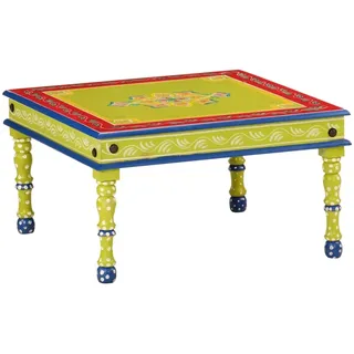 vidaXL Couchtisch Grün Handbemalt Massivholz Mango 6040 x 970 x 54 cm