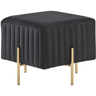 Beliani Pouf schwarz Samtstoff goldene Metallbeine 45 x 45 cm Glamour Elegant