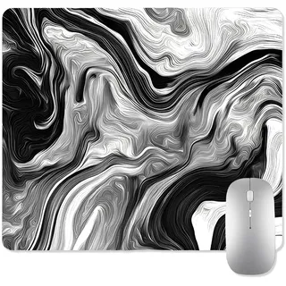 Gaming Mauspad Schwarz Weiß Ink Design (300 x 250 x 3 mm) - Rutschfestes Mousepad mit vernähten Kanten & Wasserdichter Oberfläche - Präzises Mouse Pad für PC, Laptop & Office