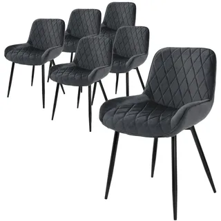 ML-Design Esszimmerstuhl Samt anthrazit 6er Set