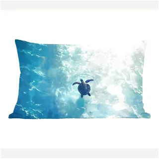 MuchoWow Dekokissen Schildkröte - Meer - Blau - Glitzern, Dekoration, Zierkissen, Kissen mit Füllung, 50x30 cm Rechteckig | 50 cm x 15 cm x 30 cm