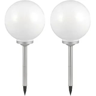 ETC Shop Kugelleuchte Kunststoff Metall H 66,5 cm 2er Set silber weiß