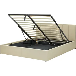 Beliani Bett mit Stauraum Stoff Dreux 160 x 200 cm