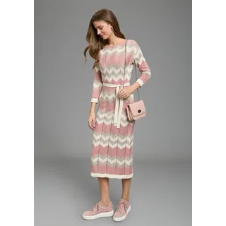 LAURA SCOTT Strickkleid Zickzack Beige/Rosa 36