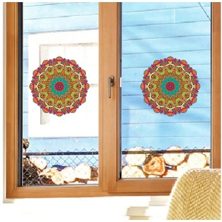 AUKUU Wandtattoo 18*18cm Mandala Fenster Glas elektrostatische, Wandaufkleber Fenster doppelseitige visuelle dekorative