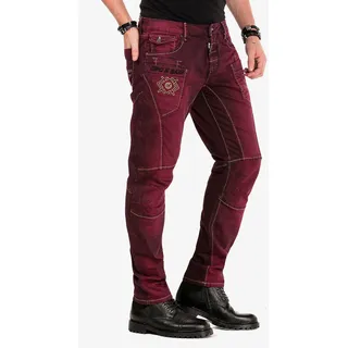 Slim-fit-Jeans CIPO & BAXX Gr. 31, Länge 34, rot (bordeau) Herren Jeans Slim Fit im Antique Look