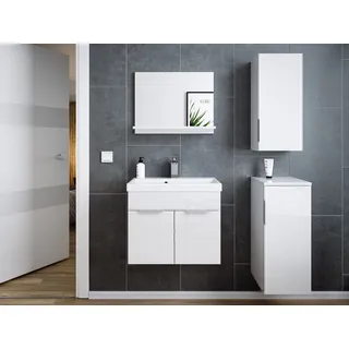 Badmöbel-set Slimline Vega 4tlg Spiegel Und Midischränke Weiss Hgl/weiss Matt