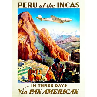 TRAVEL Tourism Peru South America Plane Mountain INCA Ruin MACCHU Picchu 30X40 CMS FINE Art Print Art Poster by Wee Blue Coo Prints Reise SÜD Amerika Ebene Berg Inka Kunstdruck