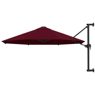 vidaXL Sonnenschirm Sonnenschirm zur Wandmontage mit Metall-Mast 300cm Burgunderrot rot