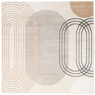 RugVista, Amphi, Teppich, 200 x 200 cm, Quadratisch, Kurzflor, Modern, Oeko-TEX Standard 100, Wohnzimmer, Schlafzimmer, Esszimmer/Küche, Flur, Büro, Maschinenwaschbar bis 30 Grad, Beige/Gelb