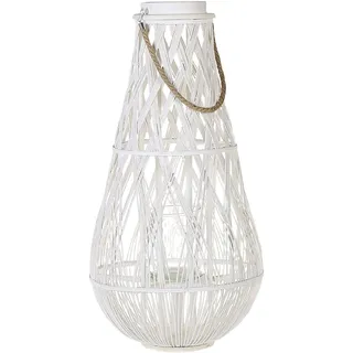 Dekolaterne Bambus/Glas weiß Höhe 77 cm Tonga