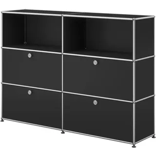 USM Haller Sideboard mit 4 Klapptüren und 2 offenen Fächern graphitschwarz
