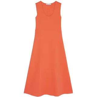 Midikleid MARC O'POLO Gr. 34, N-Gr, orange Damen Kleider Freizeitkleider mit femininen Rundausschnitt