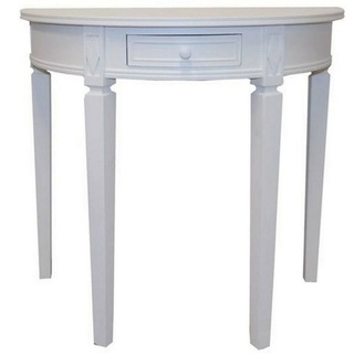 elbmöbel Konsolentisch Tisch weiß halbrund Landhaus (FALSCH), Konsolentisch: 1 Schublade 80x75x40 cm weiß Landhausstil weiß