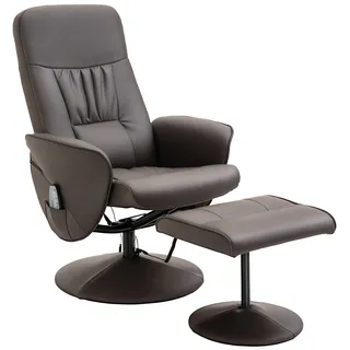 Relaxsessel Massagesessel mit Liegefunktion Fußhocker Stauraum TV-Sessel Braun