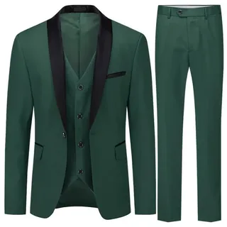 Allthemen Anzug (3 tlg) Herren Slim Fit Hochzeitanzug Komplett Set eleganter Anzüge grün 54