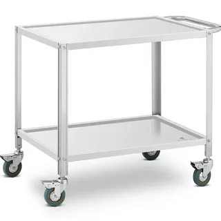 Royal Catering Servierwagen 2 Borde 80 x 57 cm 300 kg 53 cm Abstand - Royal Catering RCGW 12 silber, aus Edelstahl - - Ablagen: