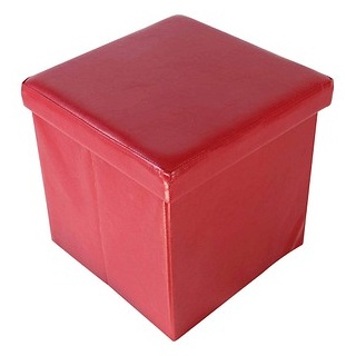 Echtwerk Hocker mit Stauraum Store Cube EW-SW-0415 rot Kunstleder
