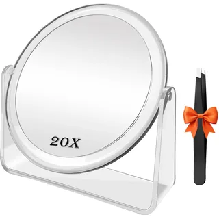 FANCYSEEU Kosmetikspiegel Doppelseitiger Makeup Spiegel mit 1X/20X Vergrößerung, 360° Schwenkbar Tischspiegel, High Definition Schminkspiegel für Schminken Makeup und Gesichtspflege