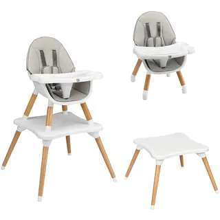 DREAMADE Hochstuhl mit Tisch, Kinderhochstuhl Höhenverstellbar, Babystuhl mit Abnehmbarem Essbrett und Sitzkissen, Kombihochstuhl für Kinder ab 6 Monate (Hellgrau)