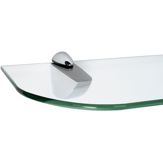 ib style Wandregal Glasregal 6mm klar 40 x 30 cm + Clip PELI Verchromt, Glasboden aus ESG-Sicherheitsglas - Wandregal silberfarben