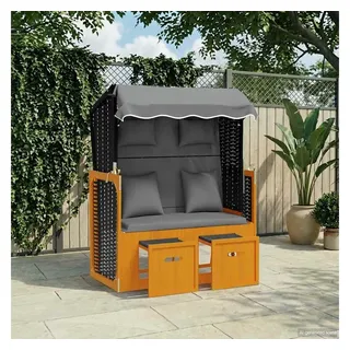 vidaXL Strandkorb Schwarz inkl. Kissen
