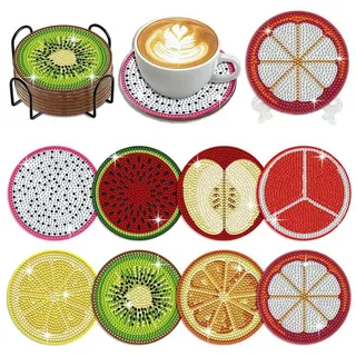 luxuskollektion Diamond Painting Untersetzer Obst Bastelset 10 cm Durchmesser