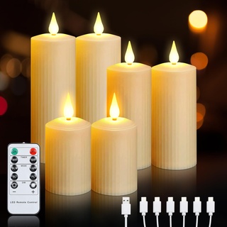 Forever Speed Wiederaufladbare LED Kerzen,Flammenlose Kerzen mit Fernbedienung timer wasserdicht Funktion, LED Teelichter für Heimdekoration, Weihnachten, Hochzeiten 6 Stück