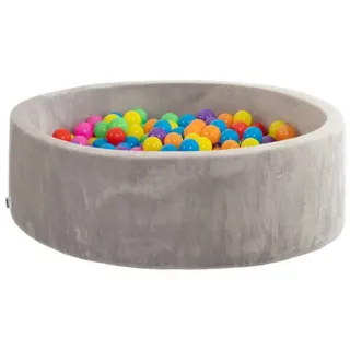Home Deluxe Bällebad Samt inkl. Spielbälle Bunt TWIRL - 100 x 100 cm Grau