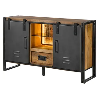 MASSIVMOEBEL24.DE Sideboard Mango 150 x 45 x 90 cm grau