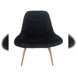 SalesFever Loungesessel mit XXL-Sitzfläche | Bezug Stoff in Samt-Optik | Gestell Metall in Holzoptik | üppige Steppung | B 76 x T 87 x H 86cm|schwarz