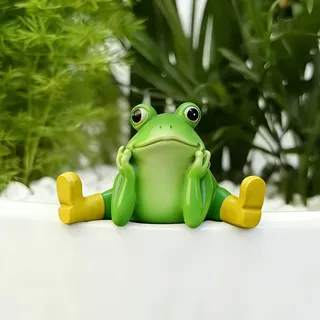 Frosch Deko Garten Figuren, Kreativer Frosch Blumentopf Hänger Figur, Gartendeko für Draußen Wetterfest, Froschfigur Teichdeko für Draußen, Tier Hängend Harz Statue für Brunnen Miniteich Blumentopf