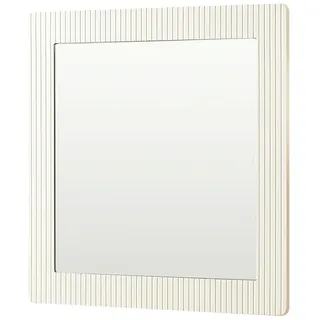 Moderner quadratischer Wandspiegel 80x80 cm mit weißem Rahmen in Holzoptik – ideal für Flur, Schlafzimmer und Wohnzimmer